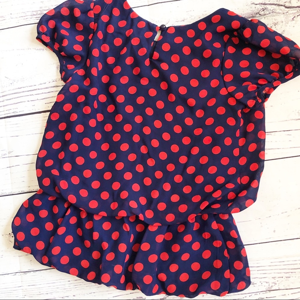 ZUNIE l Girls red/blue polka dot top size 6 - Picture 2 of 3
